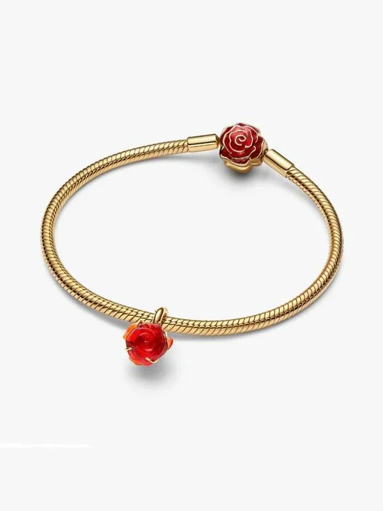 Pandora Disney Beauty and the Beast Enchanted Rose Dangle Charm - Picture 2 of 5